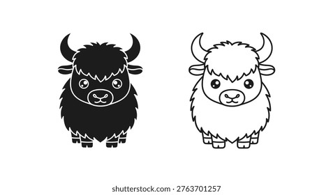 Adorable Yeti Cows Cute Yak Cartoons for Kids Vector