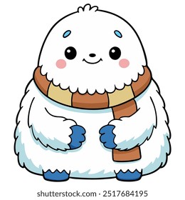 Adorable Yeti in a Cozy Scarf