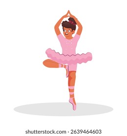 Adorable Young African American Ballerina. vector illustration