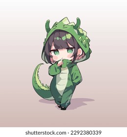 Adorable youngster with a dragon outfit