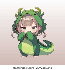 Adorable youngster with a dragon outfit