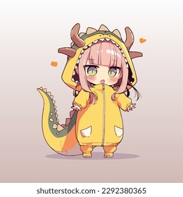 Adorable youngster with a dragon outfit