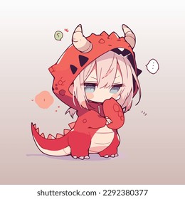 Adorable youngster with a dragon outfit