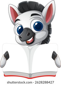 Adorable zebra character enjoying a book