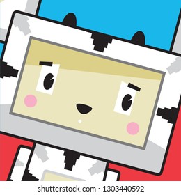 Adorably Cute Cartoon Block Zebra in Square