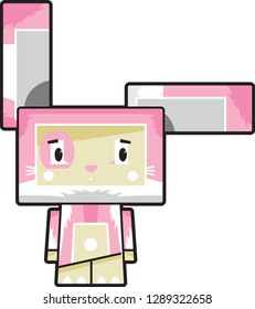 Adorably Cute Little Cartoon Block Easter Bunny Rabbit