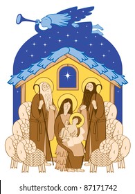 Adoration of the Magi. Mary and Jesus