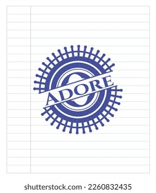 Adore draw with pen effect. Blue ink. Vector Illustration. Detailed. 