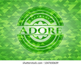 Adore green emblem with triangle mosaic background