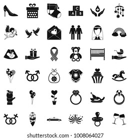 Adore icons set. Simple set of 36 adore vector icons for web isolated on white background