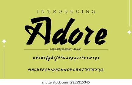 Adore Stylish brush painted an uppercase vector letters, alphabet, typeface.