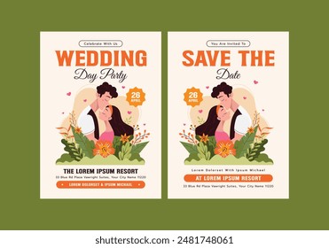 Adore Wedding Invitation Card with Floral and Couple Bride