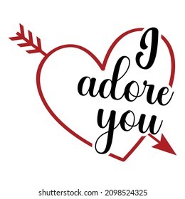 I adore you, Happy valentine shirt print template, Heart arrow vector, illustration for 14 February