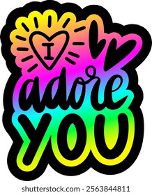 i adore you valentines day colorful bright rainbow graphic design