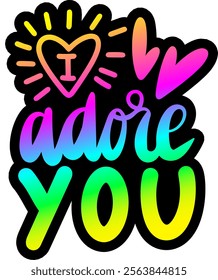 i adore you valentines day colorful bright rainbow graphic design