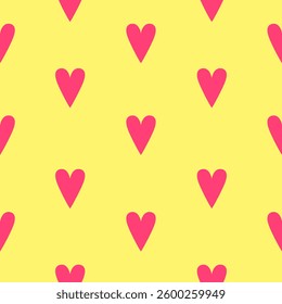 Adoring hearts Seamless pattern, red hearts on yellow background