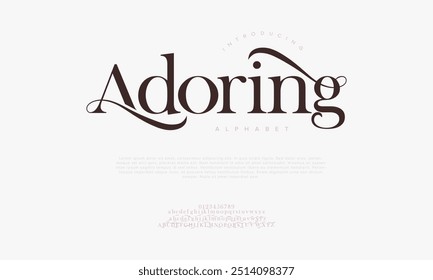 Adoring typography beauty fashion elegant minimalist serif italic fonts decorative wedding vintage retro logos. Minimal luxury font alphabet logo. Vector illustration