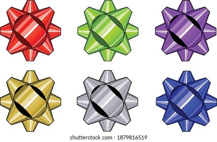 Adorn all your papercraft project with the adorable gift  bows.  This set features gift bows in six different colors.  svg