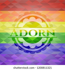 Adorn on mosaic background with the colors of the LGBT flag