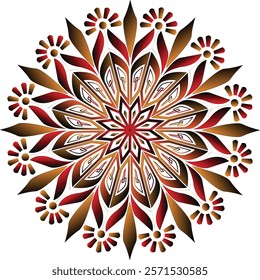 Adorned Red and Gold Mandala Design Vector