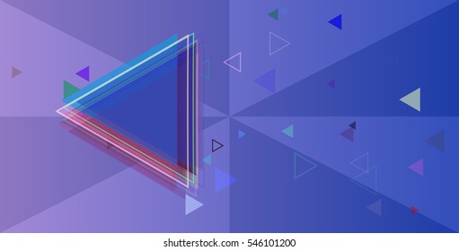 adornment above symbolic shape, multiple triangles beside banner