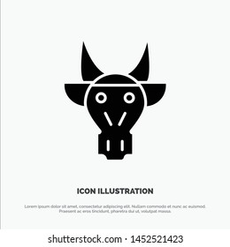 Adornment, Animals, Bull, Indian, Skull solid Glyph Icon vector