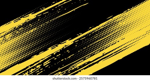 aDots halftone yellow and dark blue color pattern gradient grunge texture background. Dots pop art sport style vector illustration