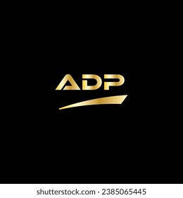 ADP logotipo de la letra inicial sobre fondo negro con color dorado. fuente moderna, minimalista, logotipo de 3 letras, limpio, archivo eps para sitio web, negocios, empresa corporativa. Modelo de logotipo moderno ADP en ilustrador.