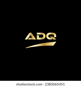 ADQ initial letter logo on black background with gold color. modern font, minimal, 3 letter logo, clean, eps file for website, business, corporate company. ADQ modern logo templet in illustrator.