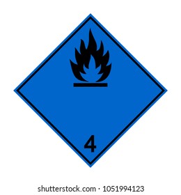 ADR 4 Flammable when wet sign, blue and black diamond sign, vector illustration.