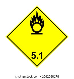 ADR 5.1 Oxidizing substance, yellow and black sign, vector illustration.