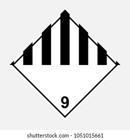 ADR 9 miscellaneous dangerous substances, black and white diamond sign, vector illustration.