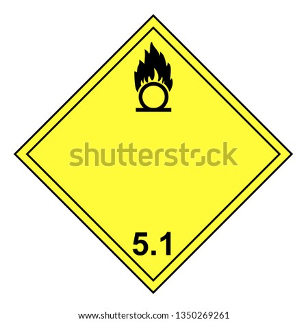ADR class 5.1 sign isolated on white background