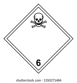 ADR class 6 sign toxic isolated on white background