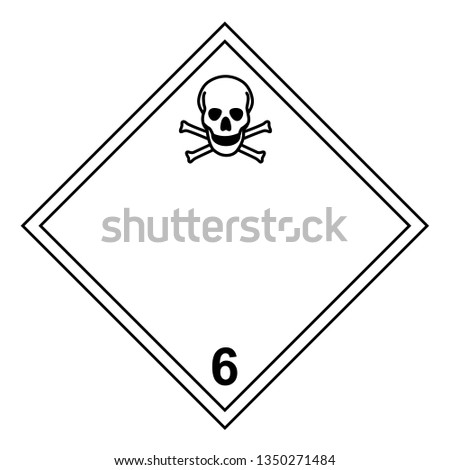 ADR class 6 sign toxic isolated on white background