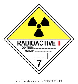 ADR class 7 B sign radioactive isolated on white background