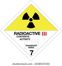 ADR clase 7 signo C radioactivo aislado sobre fondo blanco, 7C