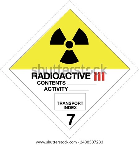 ADR class 7 C sign radioactive isolated on white background, 7C