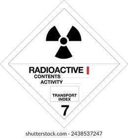 ADR clase 7 Un signo radiactivo aislado sobre fondo blanco, Radioactivo 7A.