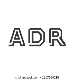 ADR Logo. Vector Graphic Branding Letter Element. American Depositary Receipt. Stock vector illustration isolated on white background.