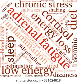 Adrenal Fatigue Word Cloud On a White Background. 