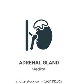 Adrenal Gland Glyph Icon Vector On White Background. Flat Vector Adrenal Gland Icon Symbol Sign From Modern Medical Collection For Mobile Concept And Web Apps Design.