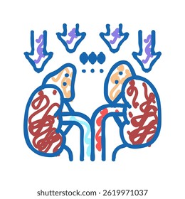 adrenal insufficiency endocrinology doodle icon sketch vector. adrenal insufficiency endocrinology sign. isolated symbol illustration