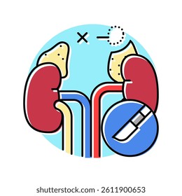 adrenalectomy surgery color icon vector. adrenalectomy surgery sign. isolated symbol illustration