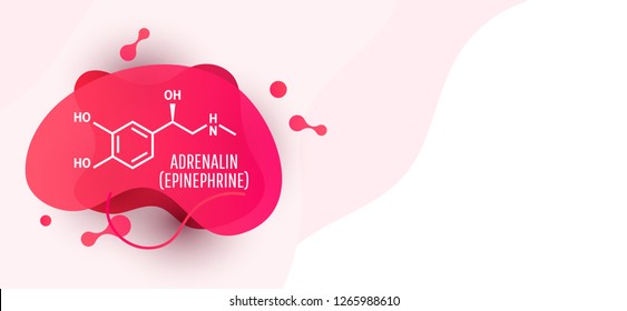 Adrenaline (adrenalin, epinephrine) molecule isolated on wave liquid background. Vector icon.