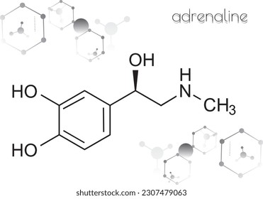 Adrenaline Chemistry Molecule, adrenaline illustration , black white