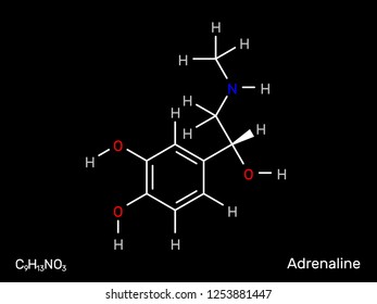 Adrenaline neurotransmitter structural formula. Vector illustration.