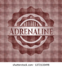 Adrenaline red badge with geometric background. Seamless.