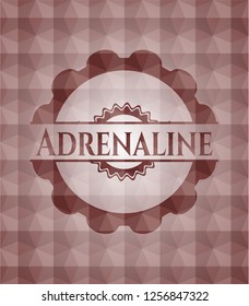 Adrenaline red badge with geometric pattern. Seamless.
