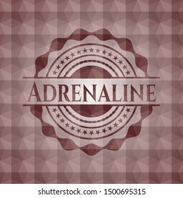 Adrenaline red seamless badge with geometric pattern.